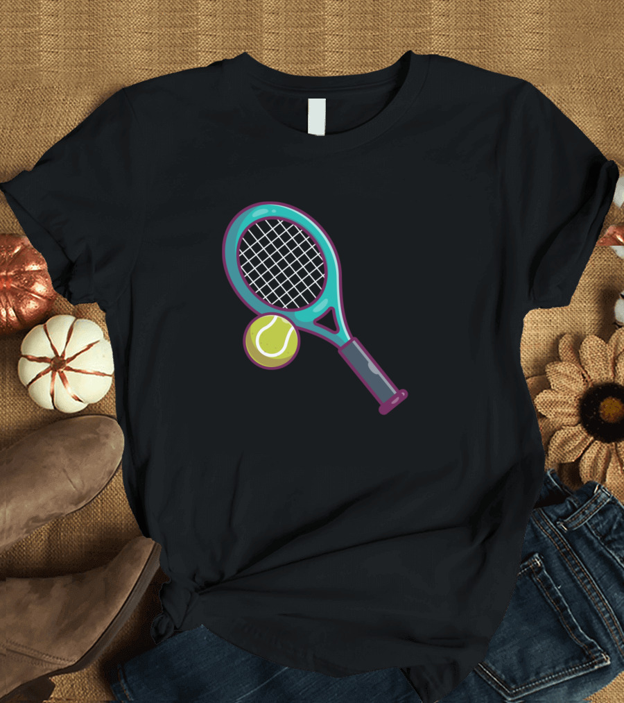Tennis Ball Racket Cartoon T-Shirt