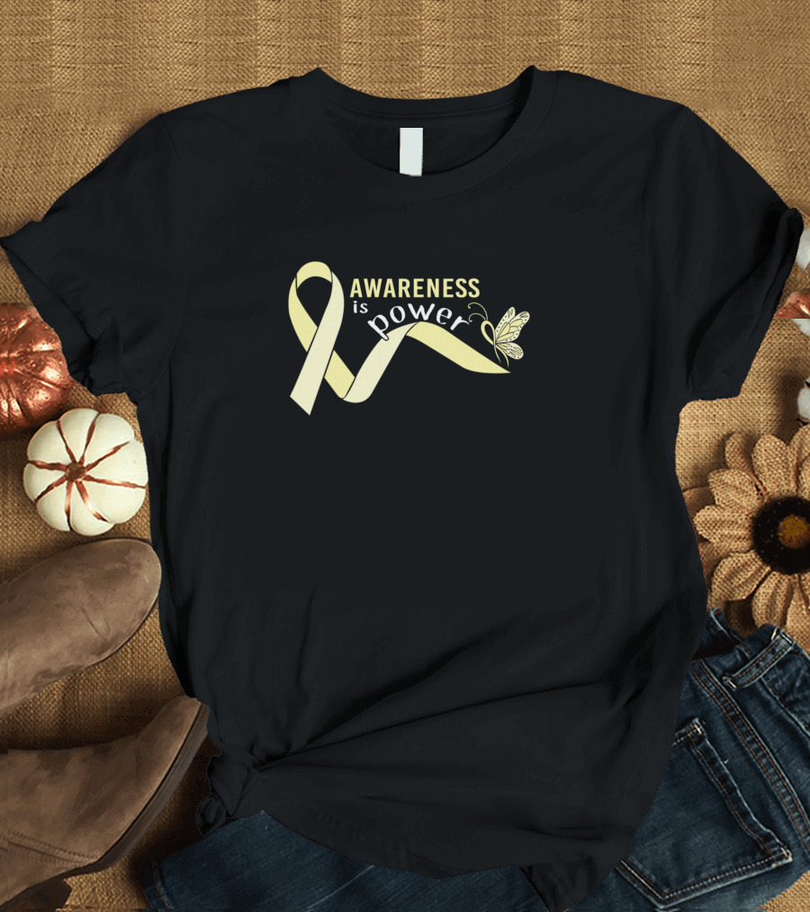 Awareness Is Power Ribbon Butterfly Spina Bifida Warrior T-Shirt