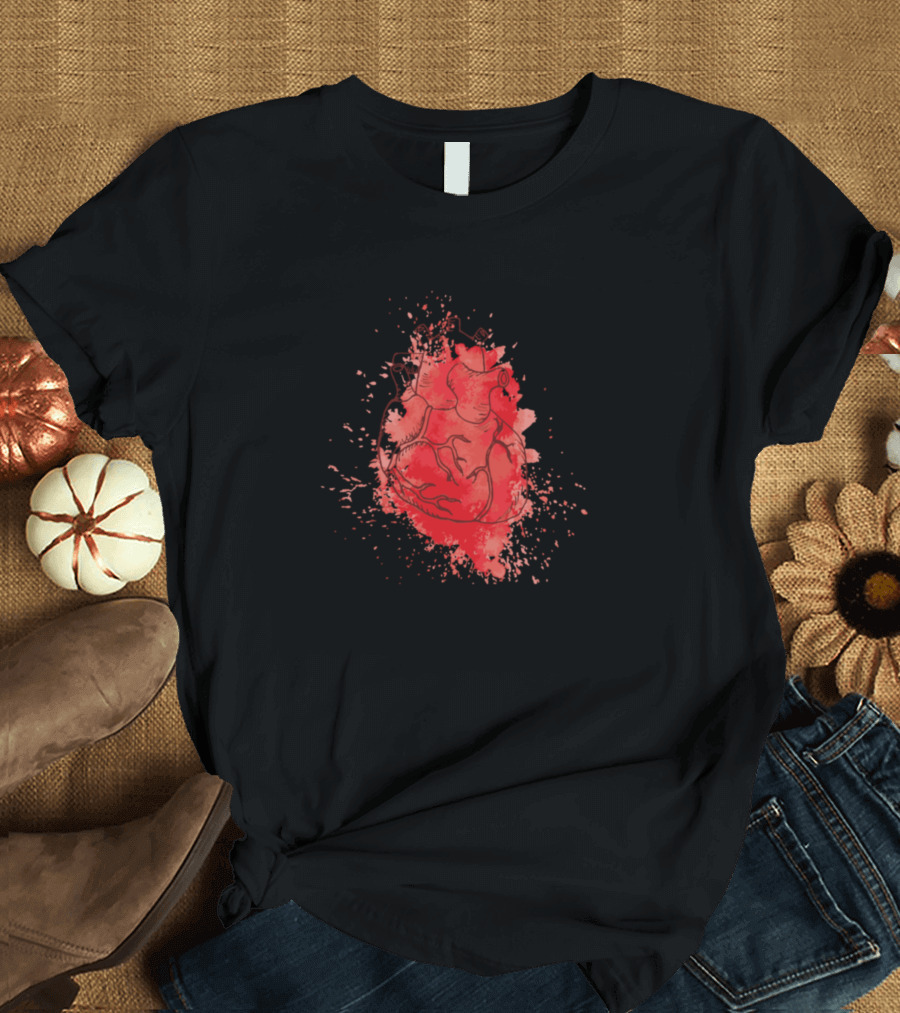 Cor Aquarel Heart Art Splatter T-Shirt