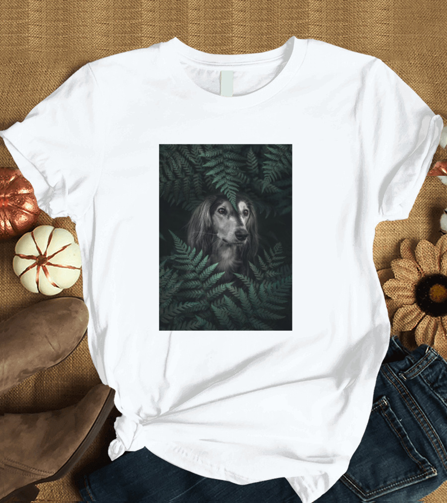 Hiding Dog Among Lush Ferns T-Shirt