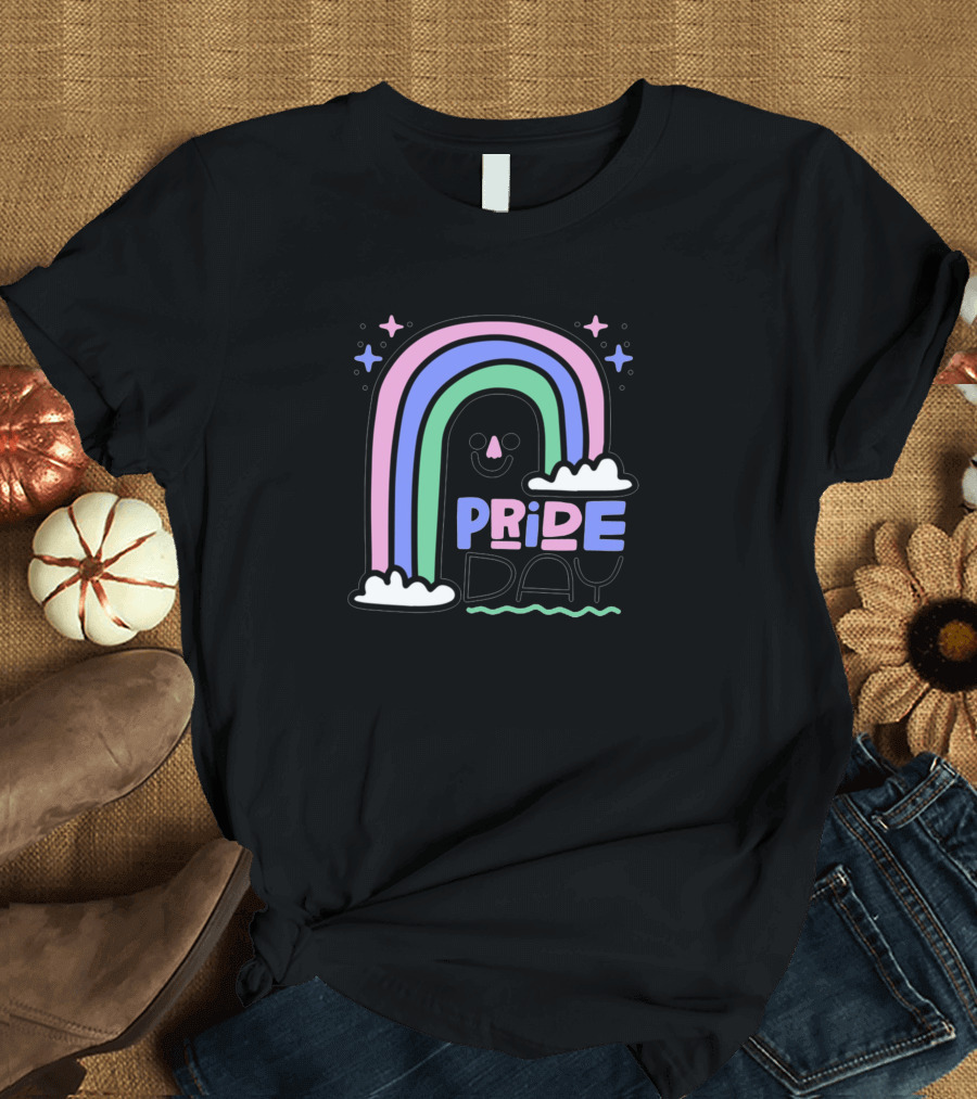 Pride Day Pastel Rainbow Lettering T-Shirt