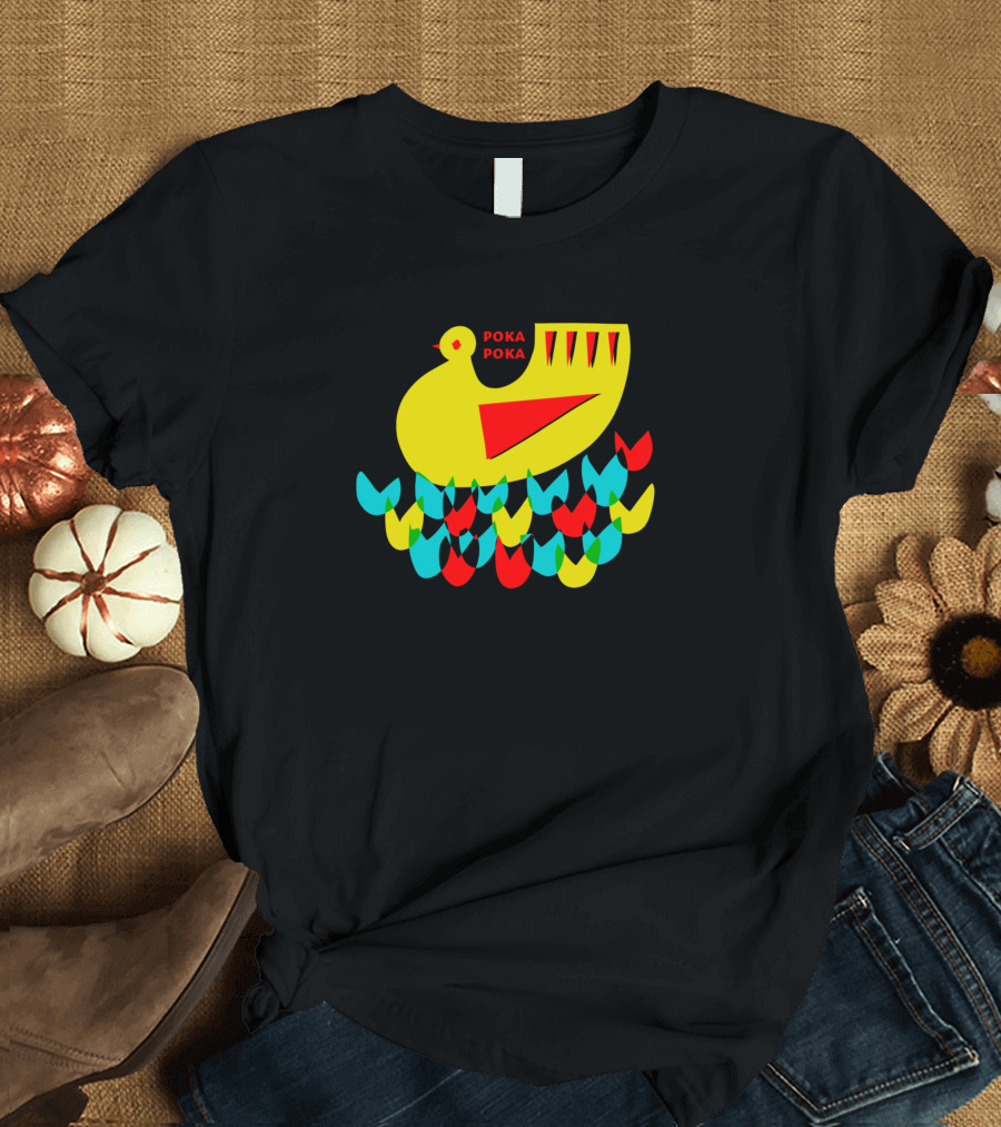 Poka Poka Yellow Bird with Colorful Leaves T-Shirt