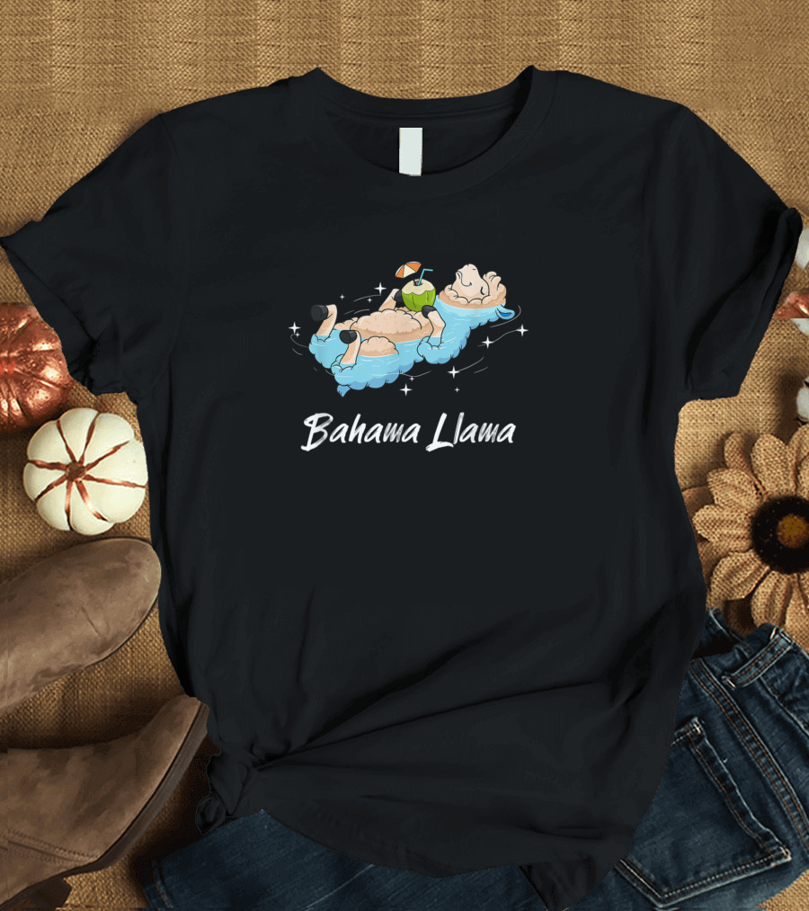 Bahama Llama Funny Alpaca Beach Vacation Relaxation T-Shirt