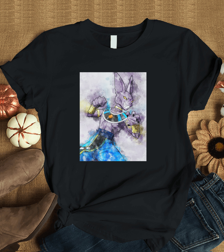 Beerus Birusu Dragon Ball Super Anime Character Watercolor T-Shirt