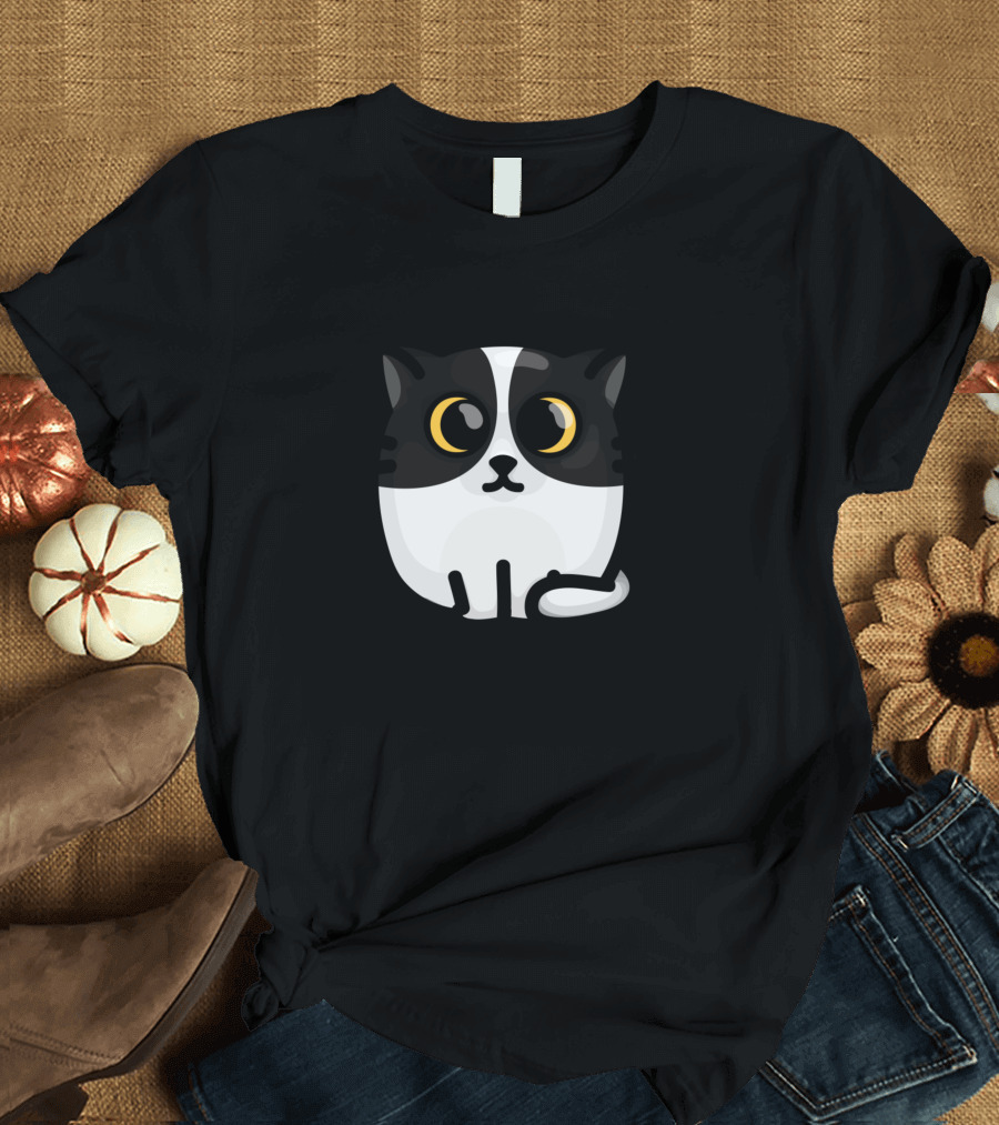 Chonky Boi Kitty Black And White Drawing by Tshizzleeg T-Shirt