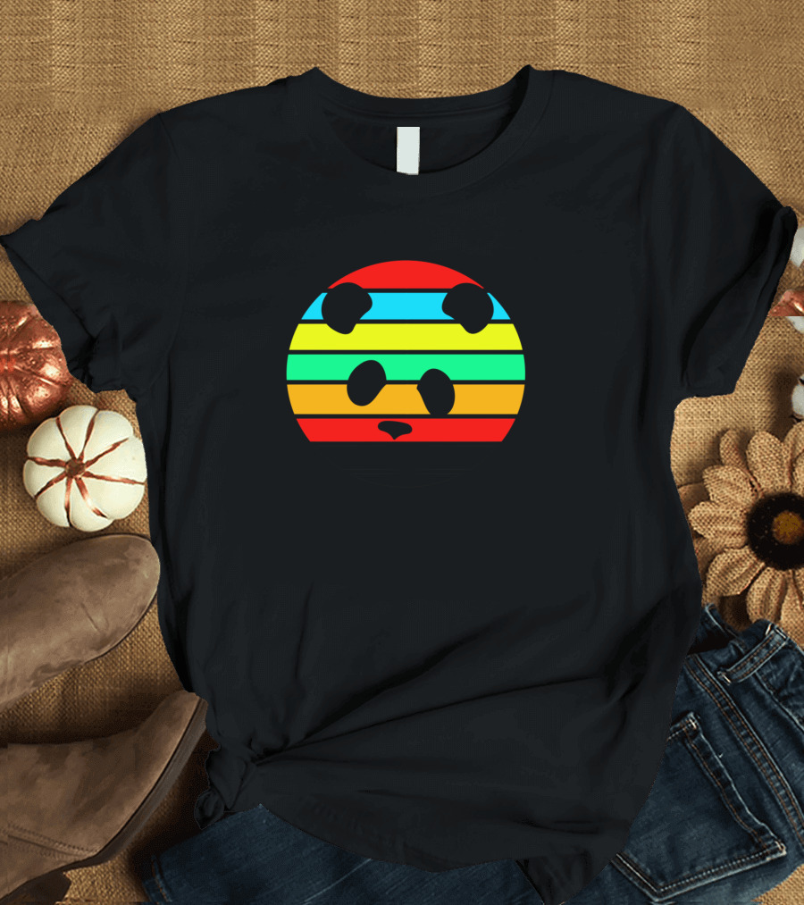 Colorful Panda Rainbow Sunset Stripes T-Shirt