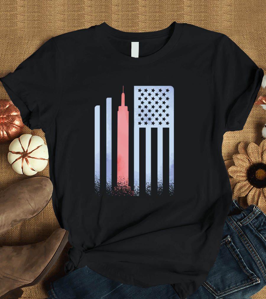 Empire State Building American Flag Skyline T-Shirt