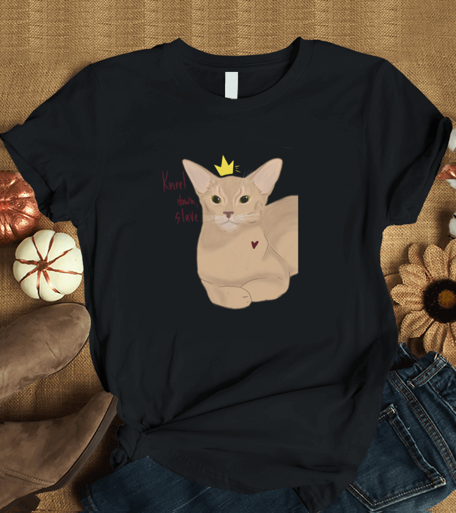 Kneel Down Slave Cat With Heart and Yellow Crown T-Shirt