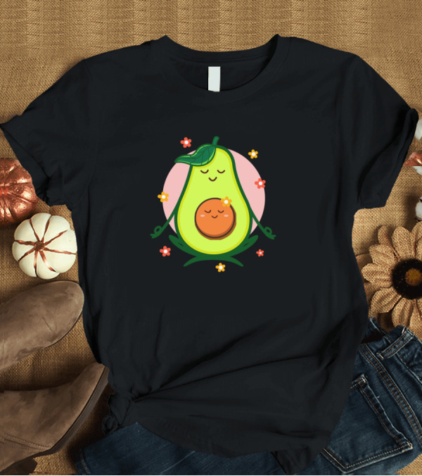 T-Shirt: Peaceful Meditating Pregnant Avocado with Flowers T-Shirt Peaceful Meditating Pregnant Avocado with Flowers T-Shirt