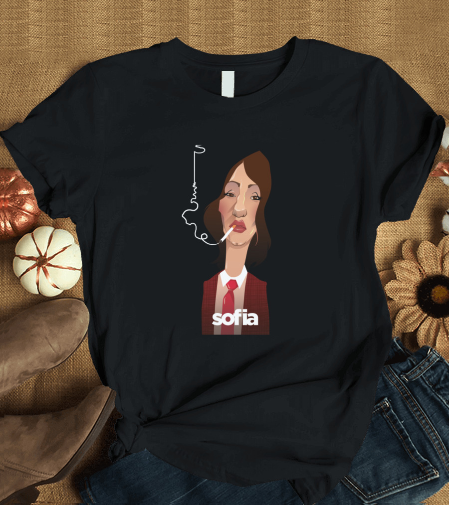 Sofia Smoking Character in Red Jacket and Tie T-Shirt