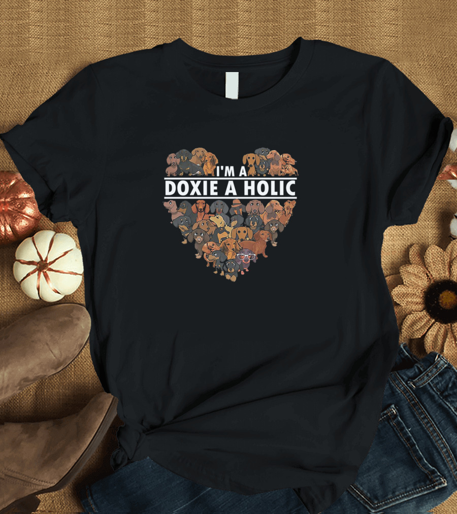 I'm A Doxie A Holic Heart of Dachshunds T-Shirt