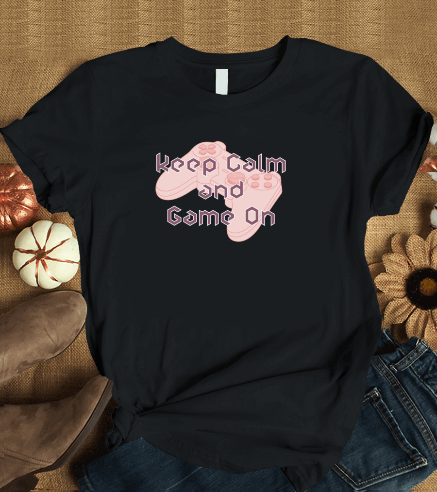 Keep Calm and Game On Pink Controller T-Shirt