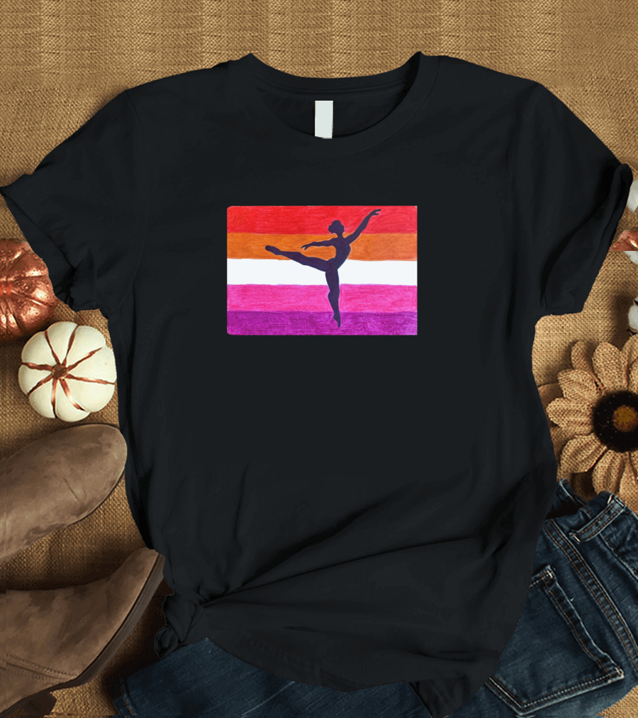 Lesbian Dancer Silhouette on Pride Colors T-Shirt