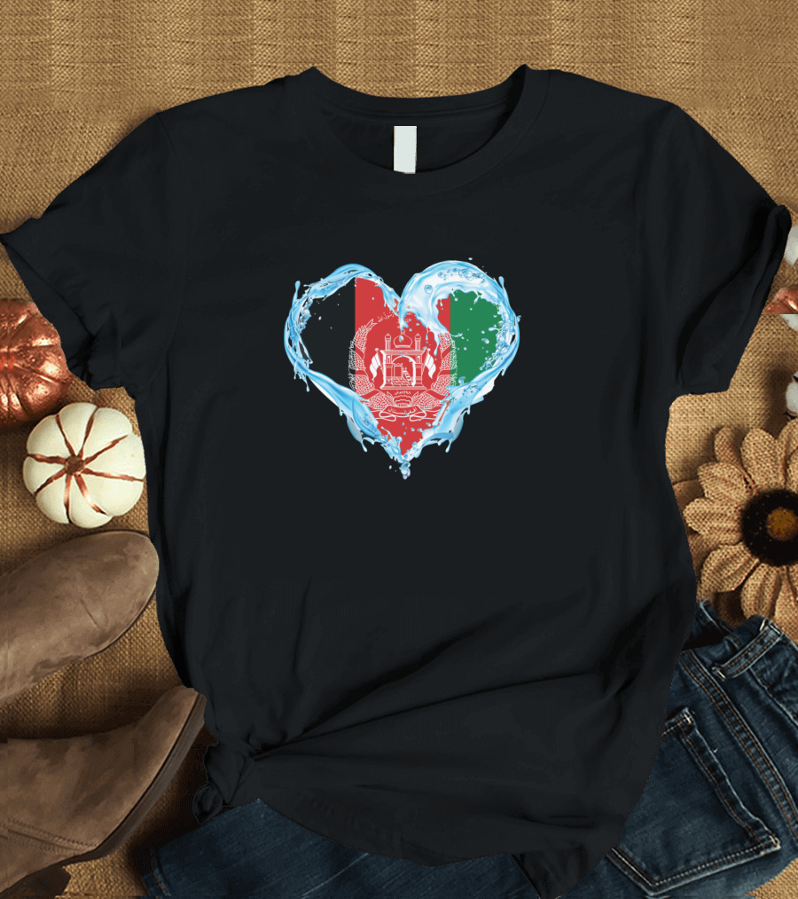 Love Water Afghanistan Flag Heart T-Shirt