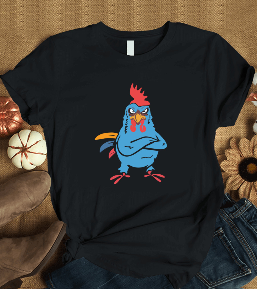 Mad Angry Chicken Crossed Arms Cartoon T-Shirt