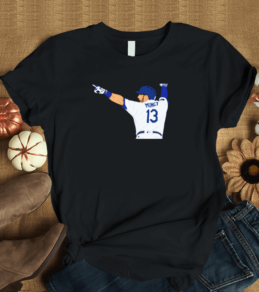 Muncy 13 Home Run LA Baseball Player Action T-Shirt