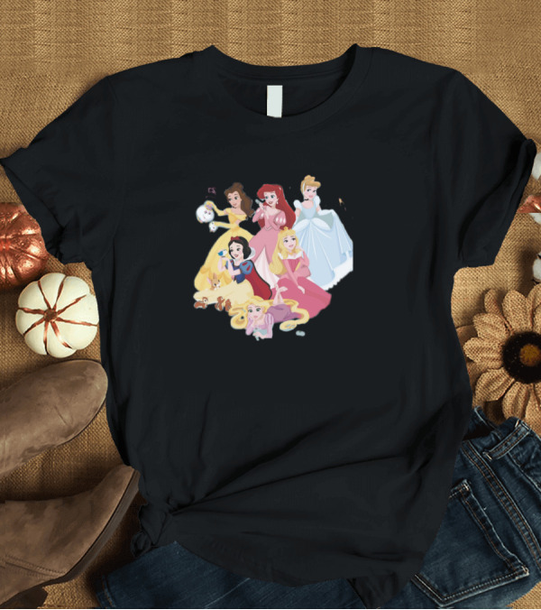 T-Shirt: Disney Princess Group featuring Belle, Ariel, Cinderella, Snow White, Aurora, and Rapunzel T-Shirt Disney Princess Group featuring Belle, Ariel, Cinderella, Snow White, Aurora, and Rapunzel T-Shirt