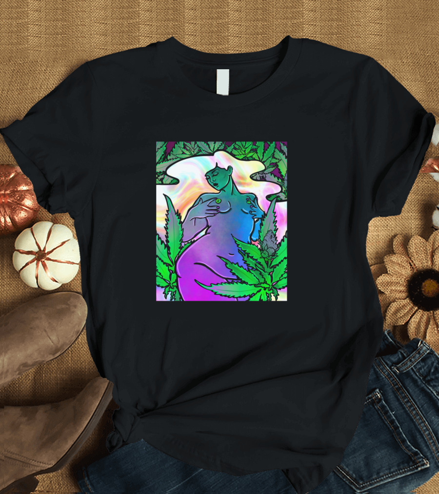 Surrender To The Loss Of Control Psychedelic Cannabis Goddess T-Shirt