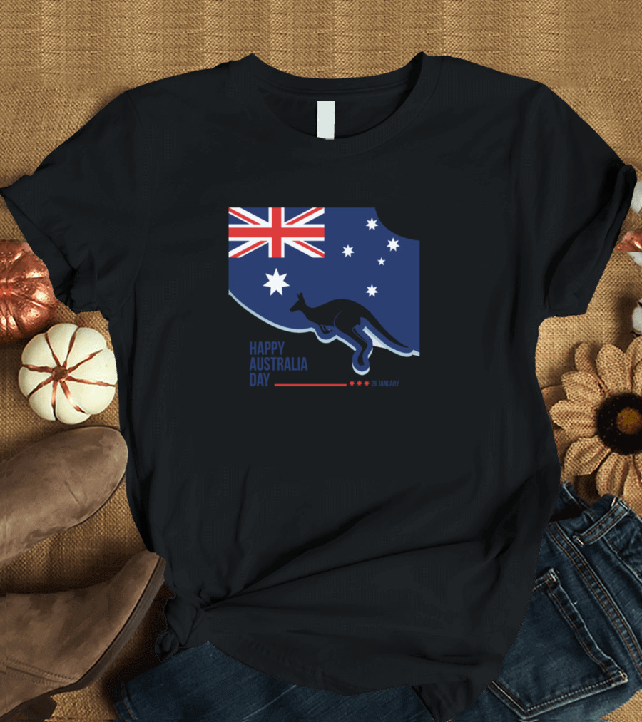 Happy Australia Day 26 January Flag with Kangaroo T-Shirt