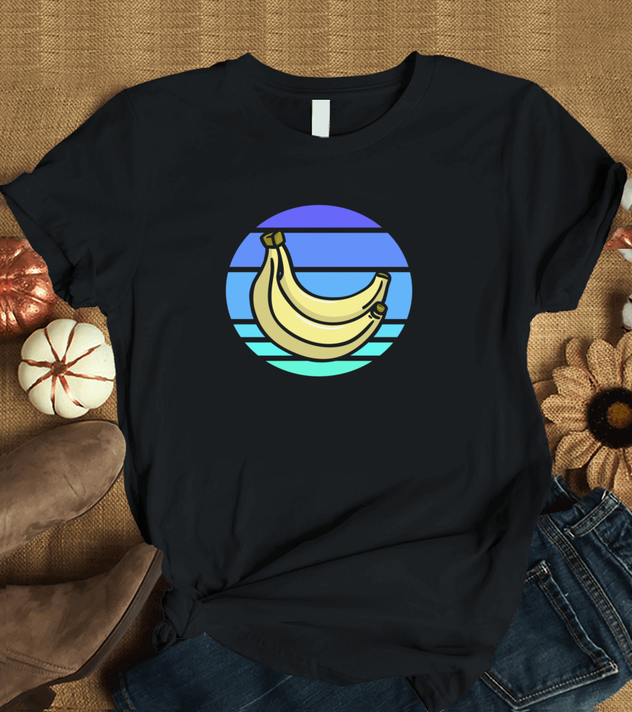 Bananas Tropical Retro Sunset Stripes T-Shirt