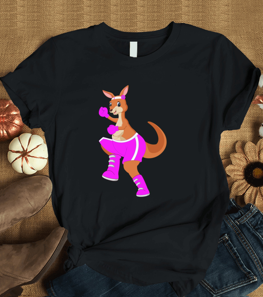 Boxing Kangaroos Pink Lightning Kangaroo in Pink Boxing T-Shirt