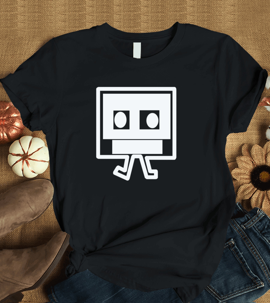 Casette CD Robot Icon Black White T-Shirt