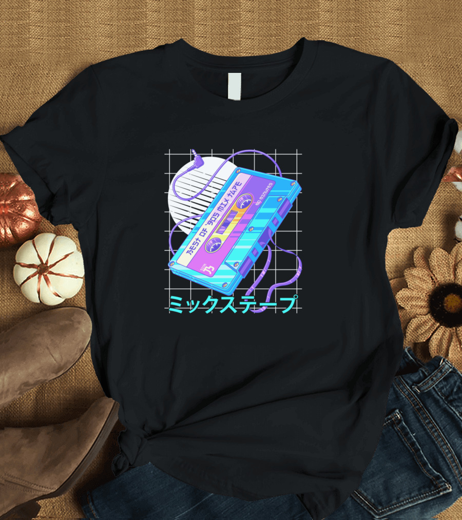 Mixtape 90s Japanese Otaku Vaporwave Aesthetic Retro Cassette T-Shirt
