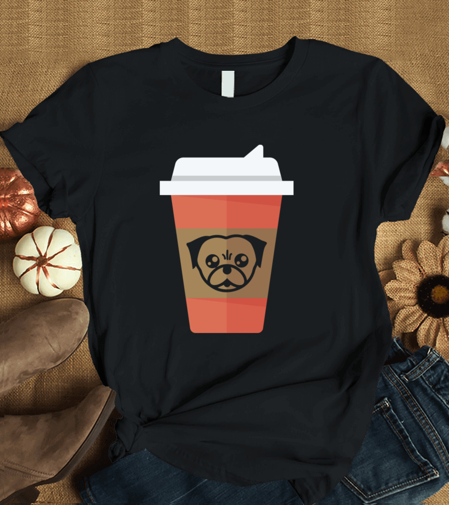 Pug Coffee Cup Face T-Shirt
