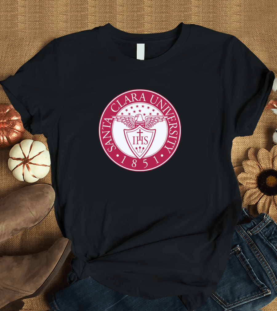 Santa Clara University 1851 Seal Emblem IHS Cross Shield Eagle T-Shirt