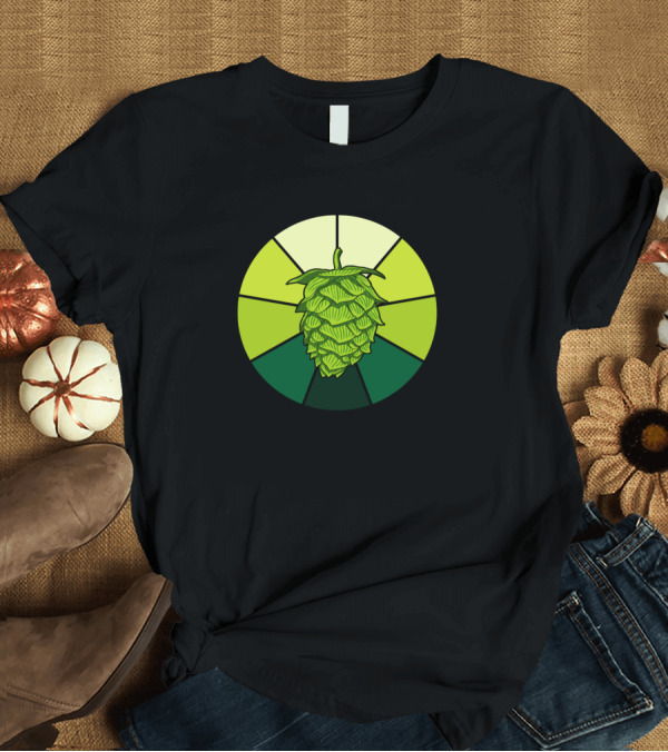 T-Shirt: Vintage Green Beer Hop Circle Stained Glass T-Shirt Vintage Green Beer Hop Circle Stained Glass T-Shirt
