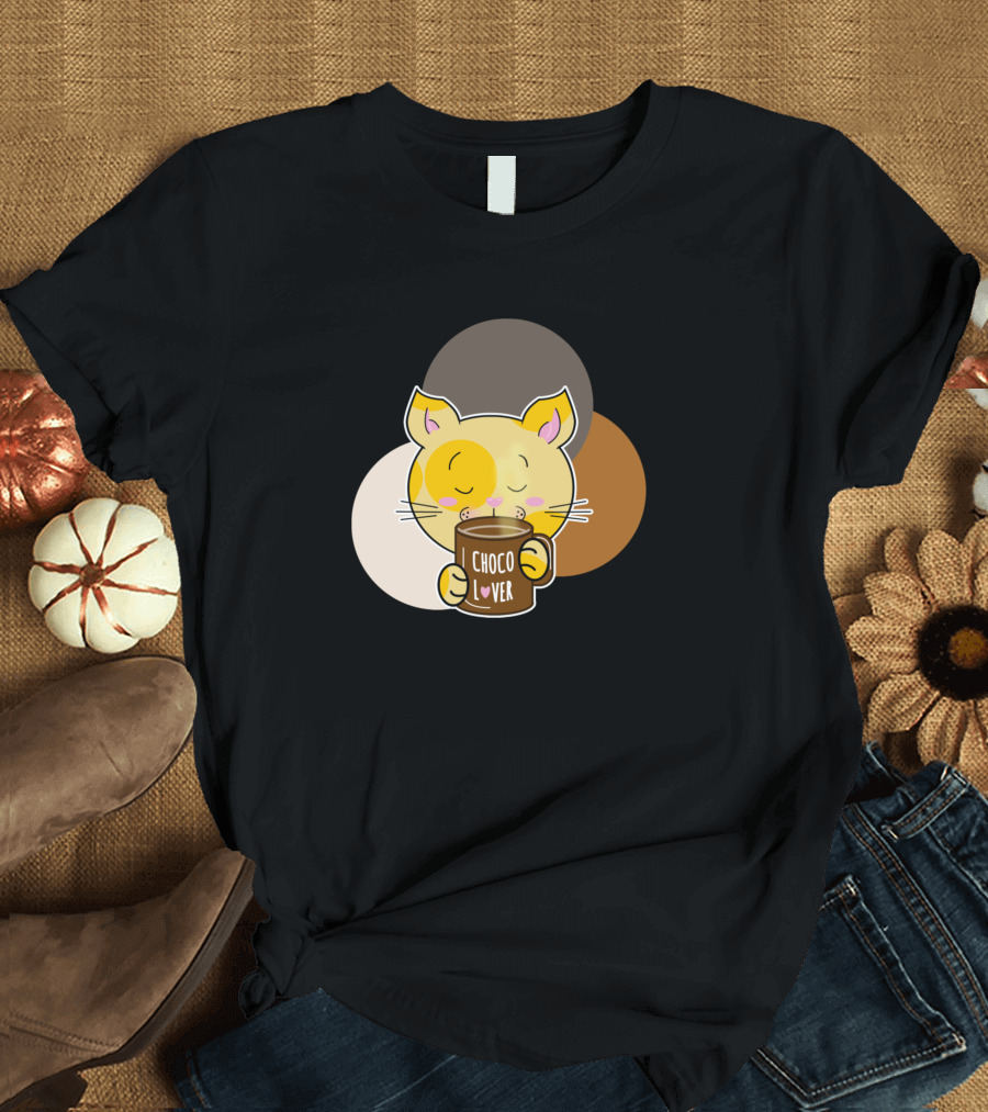 Yellow Cat Choco Lover with Chocolate Drink T-Shirt