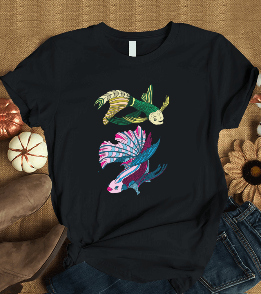 Cute Fishes Colorful Betta Fish Pair T-Shirt