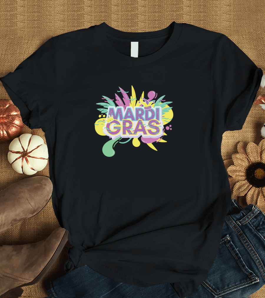 Mardi Gras Colorful Splash Men Kids Fat Tuesday T-Shirt