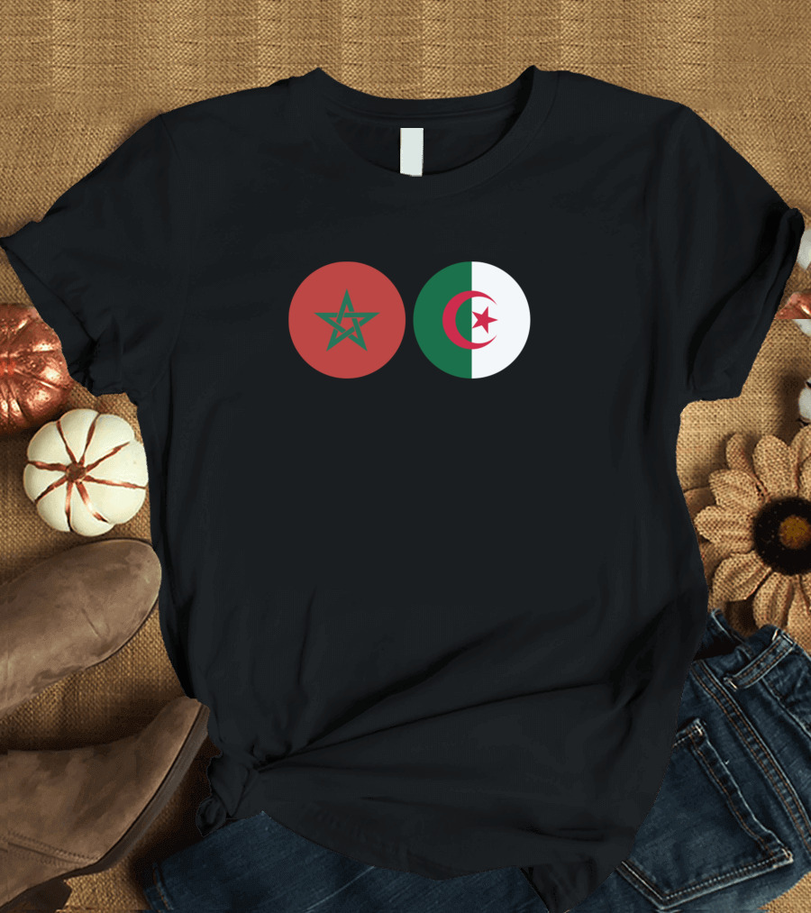 Morocco Algeria Flags Emblem T-Shirt