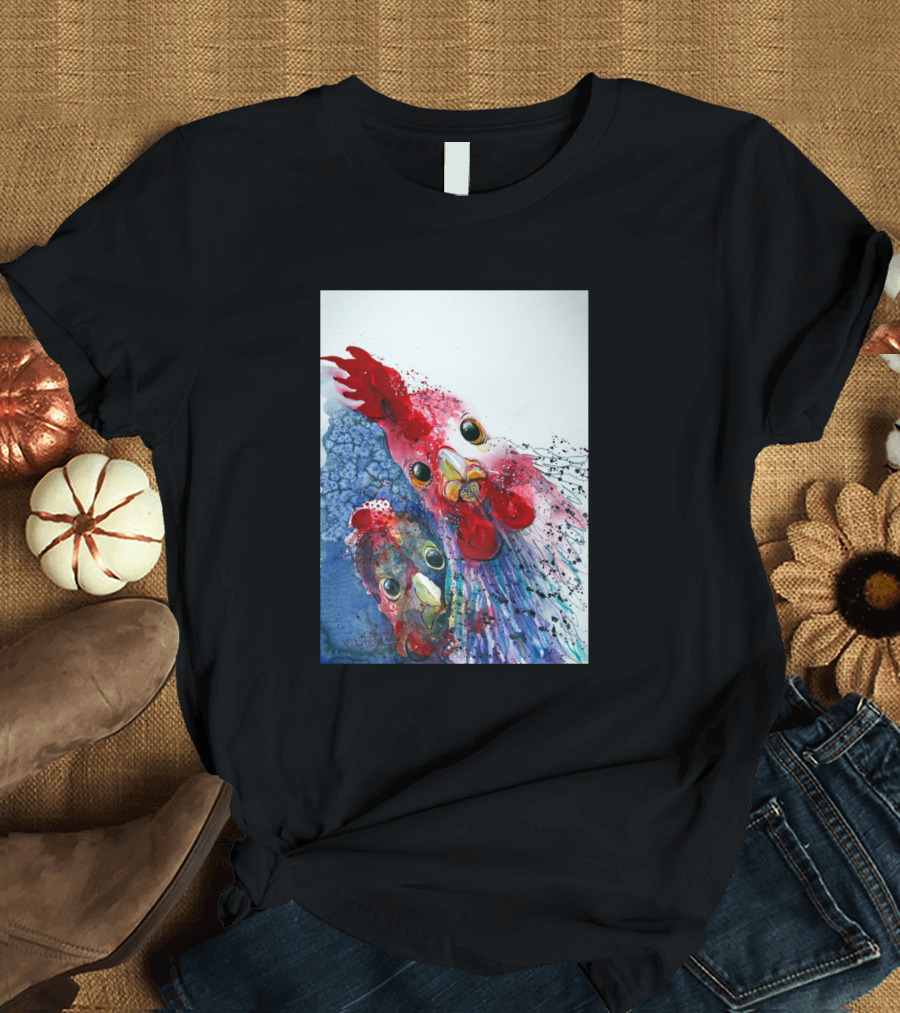 Chicken Chicken Vibrant Watercolor Rooster T-Shirt