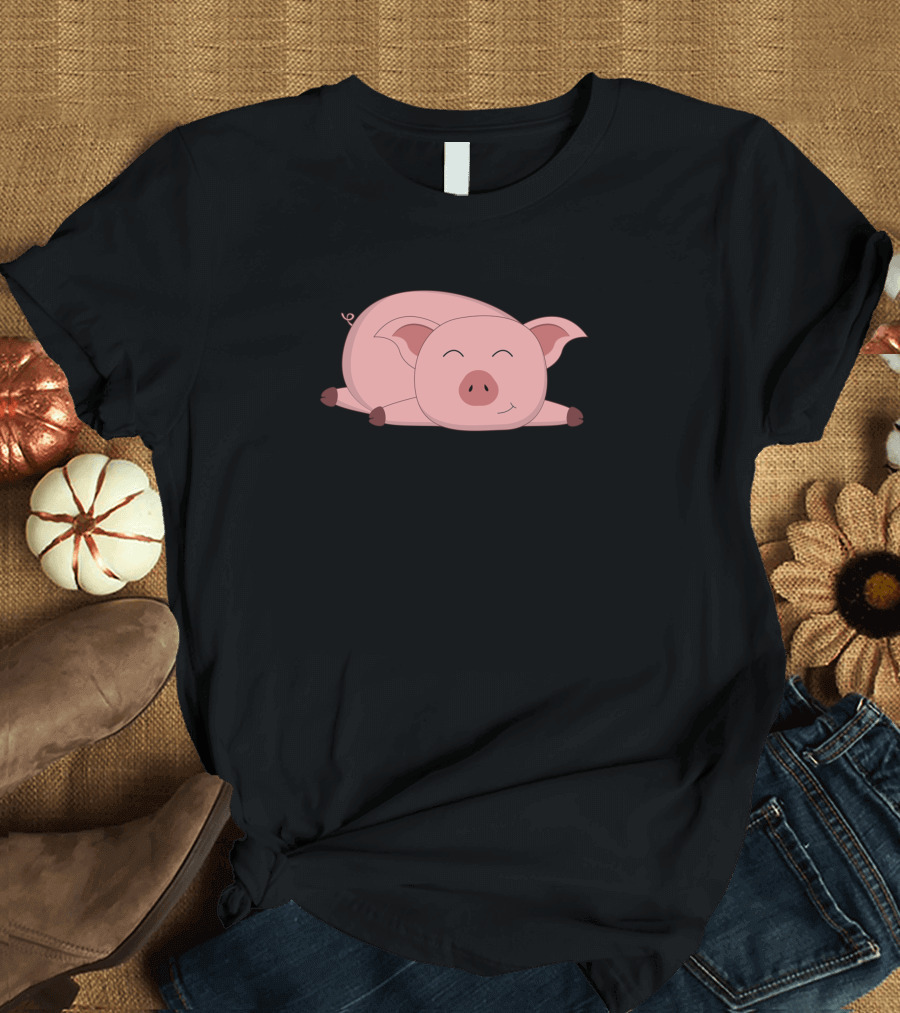 Smiling Pink Pig Relaxing T-Shirt