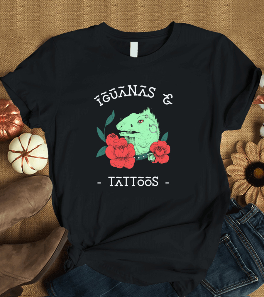 Iguanas and Tattoos Floral Punk T-Shirt