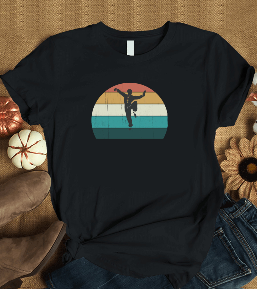 Retro Kung Fu Vintage Sunset Chinese Martial Arts T-Shirt