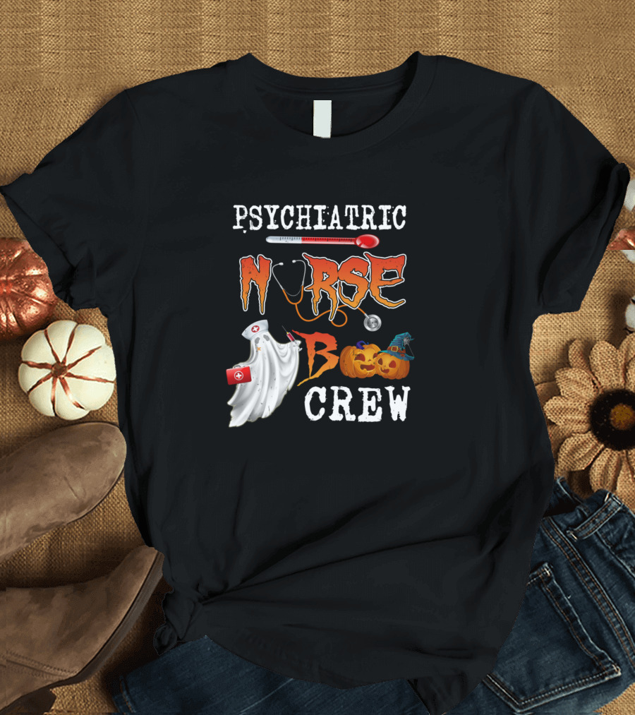 Psychiatric Nurse Boo Crew Halloween Funny Ghost N RSE T-Shirt