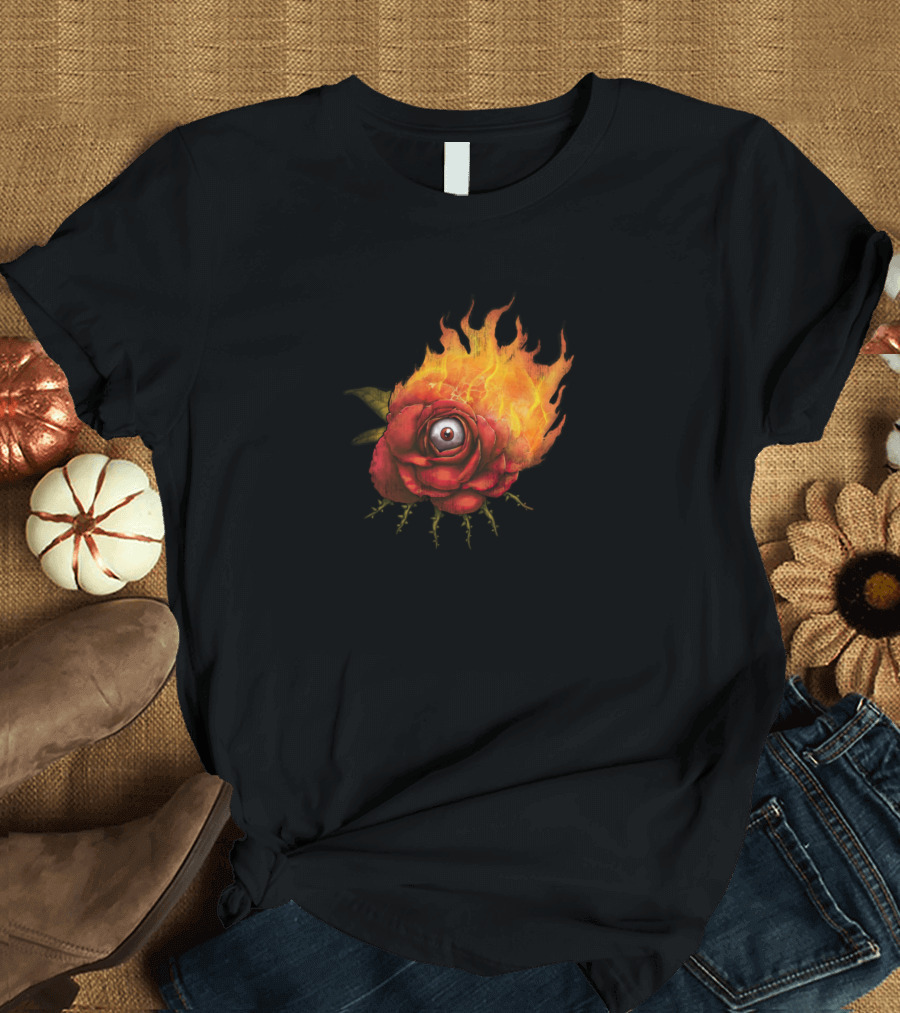Vision of Fire Burning Eye Rose T-Shirt