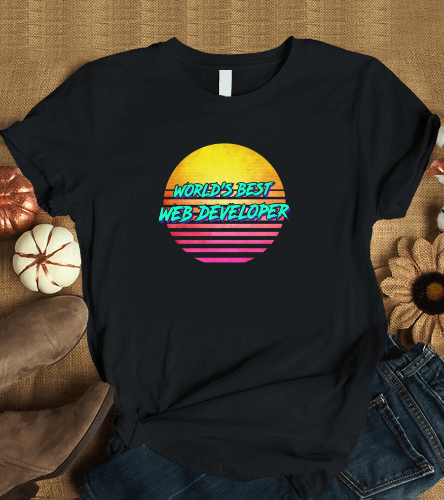 World's Best Web Developer Retro Sunset T-Shirt