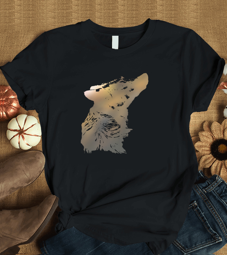 Howling Wolf Head Brown T-Shirt