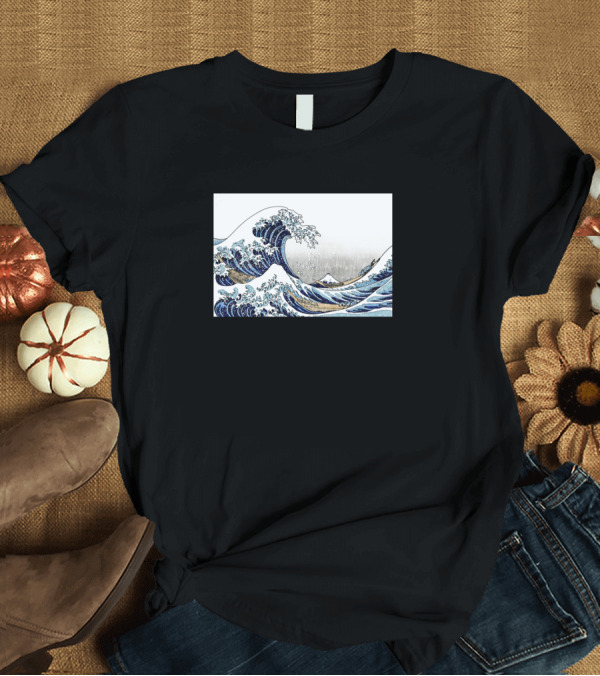 T-Shirt: The Great Wave Off Kanagawa Hokusai Marker Reproduction T-Shirt The Great Wave Off Kanagawa Hokusai Marker Reproduction T-Shirt