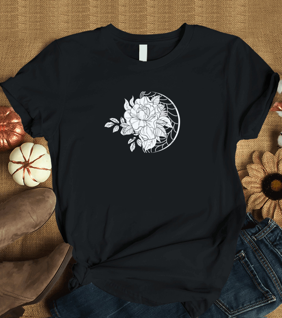 Wonderful Moon With Flower Lineart and Intricate Dreamcatcher Elements T-Shirt