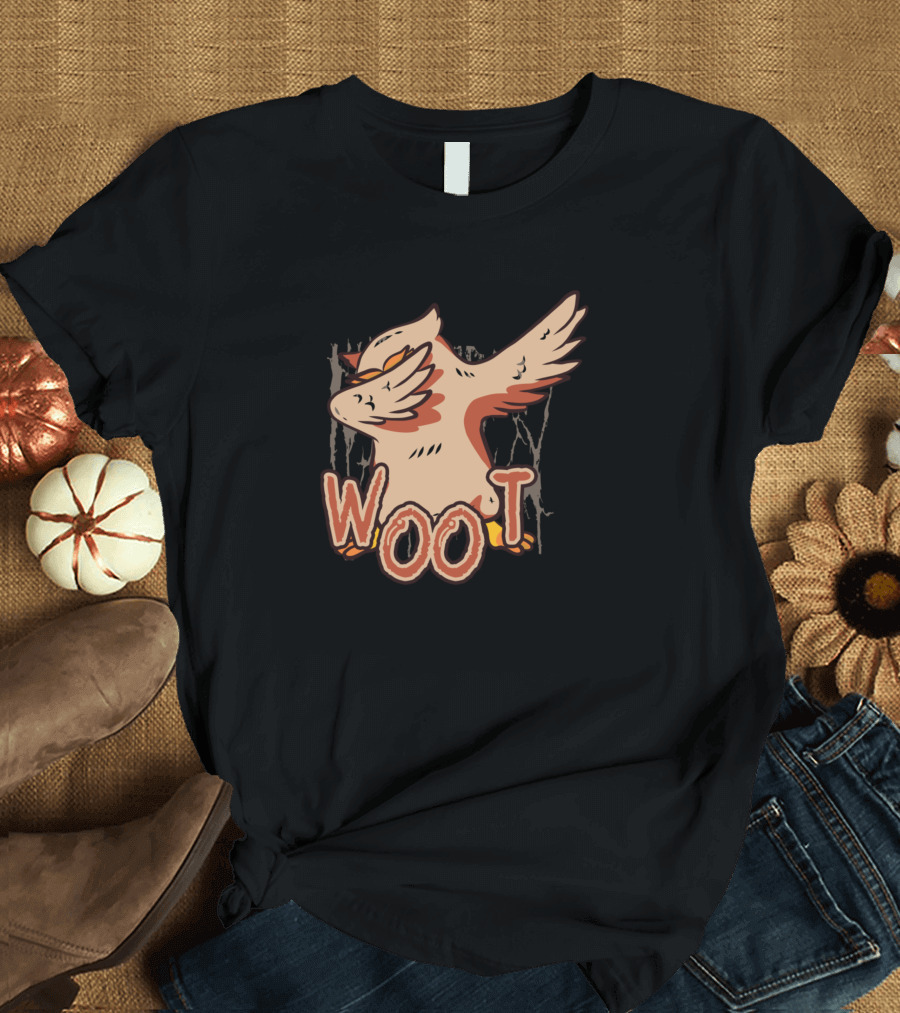 Woot Owl Dancing with Wings Spread T-Shirt