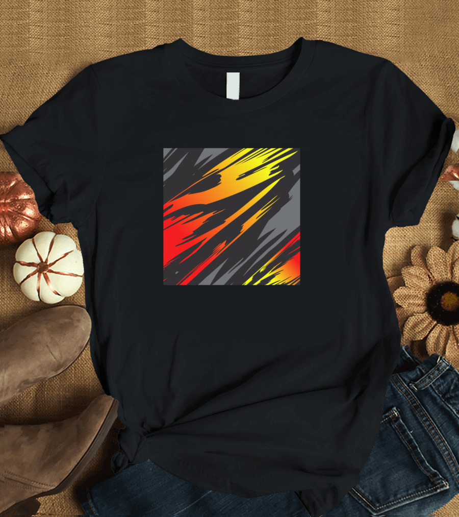Abstract Red Yellow Black Streaks T-Shirt