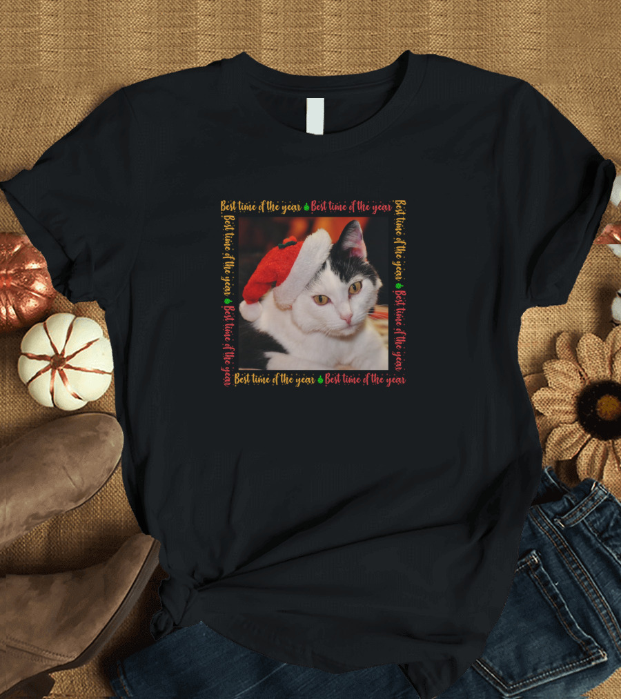 Best Time Of The Year Cute Santa Cat T-Shirt