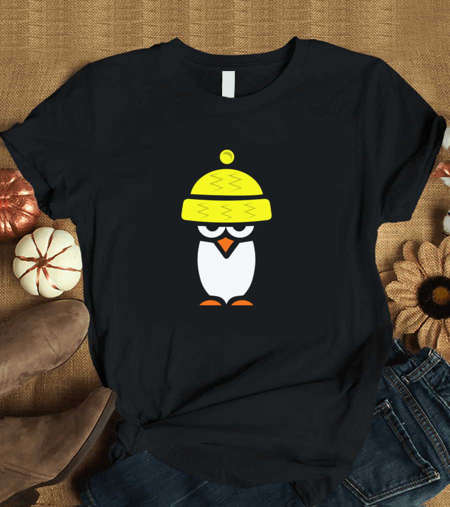 Penguins with Yellow Knit Cap T-Shirt