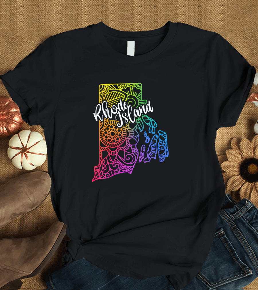 Rhode Island Colorful Mandala T-Shirt
