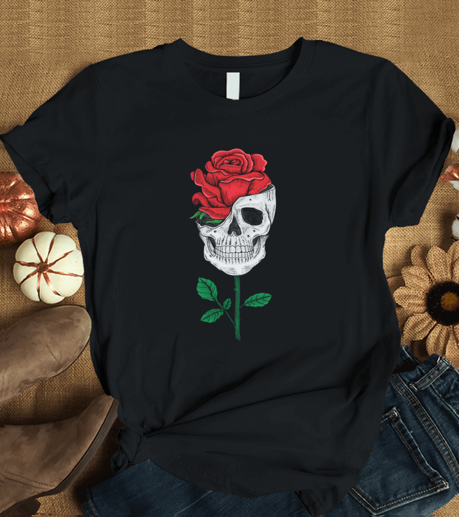 Roses Skull Valentine Skulllover Rose Roses T-Shirt